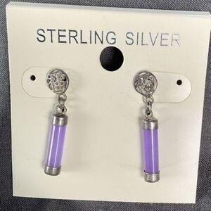 Sterling Silver and Purple Jade Earrings